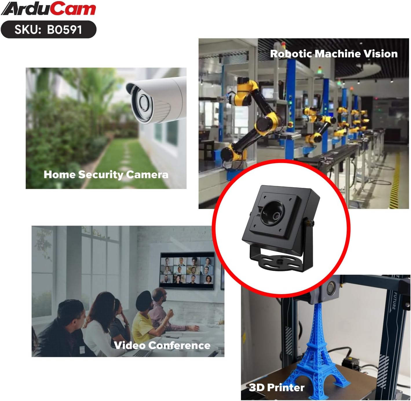 Arducam 30fps@1080P 78(D) HDR USB Camera Module, Autofocus UVC Camera, Mini Webcam for Windows, Linux, Mac OS, Android