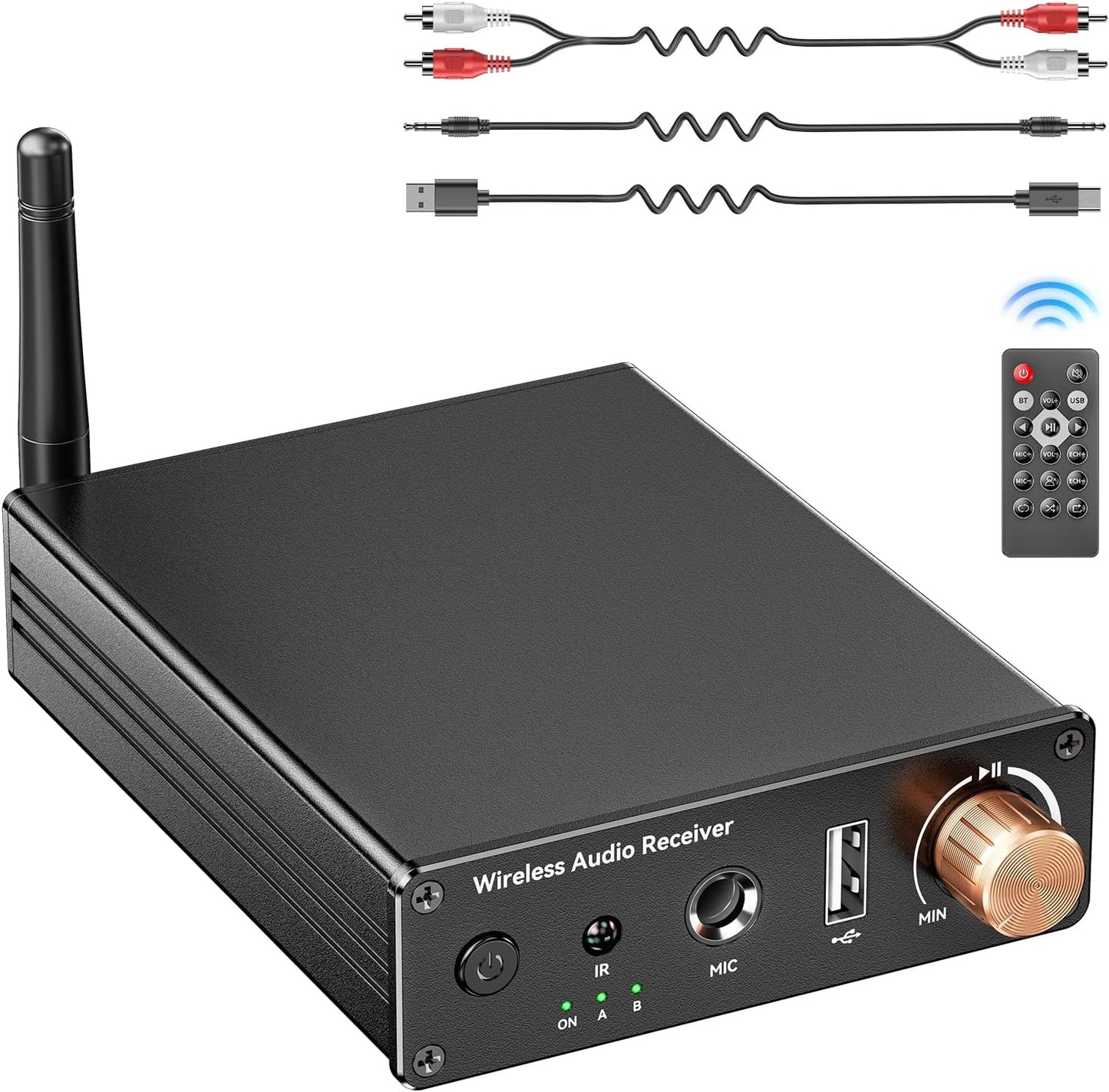 Rylithon 6.0 3.5mm/RCA, Bluetooth Receiver, Hi-Fi Adapter with Wireless Long-Range Low-Latency, Suitable for Home Audio