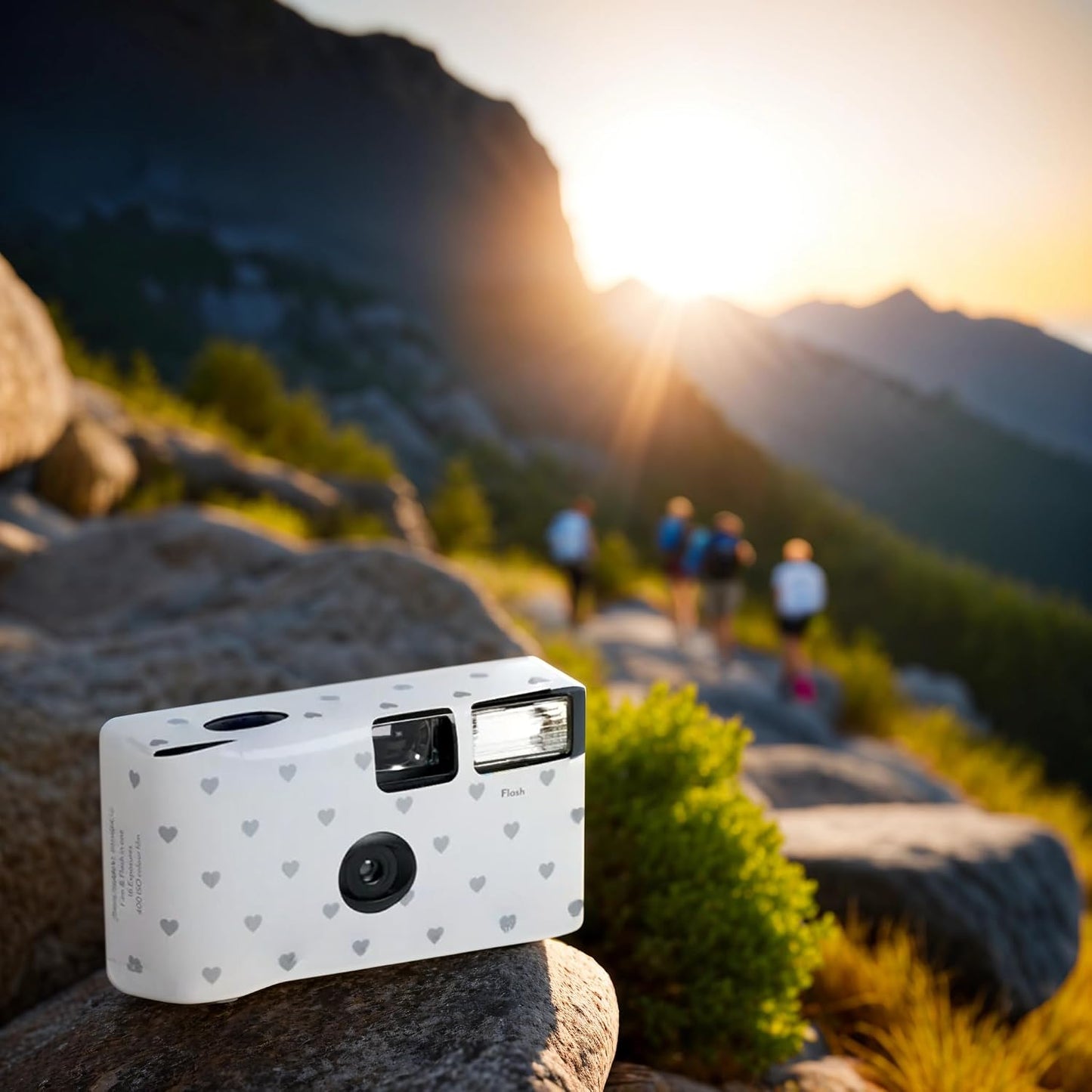 WEDDINGSTAR 35mm Disposable Camera with Flash - Single Use Film Camera for Wedding or Party Favors - Silver Hearts