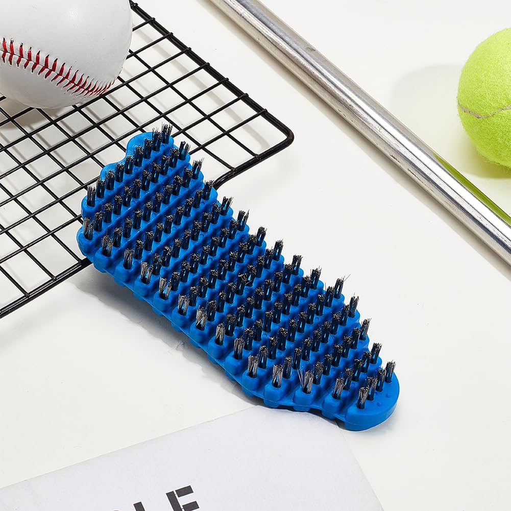 AHANDMAKER 2Pcs Barbell Brush for Cleaning Weighted Bars, TPE and Steel Wire Bristle Barbell Cleaning Brush Scrubber Weightlifting Bar Flexible Cleaner for Athletic Gym Equipment Maintenance, Blue