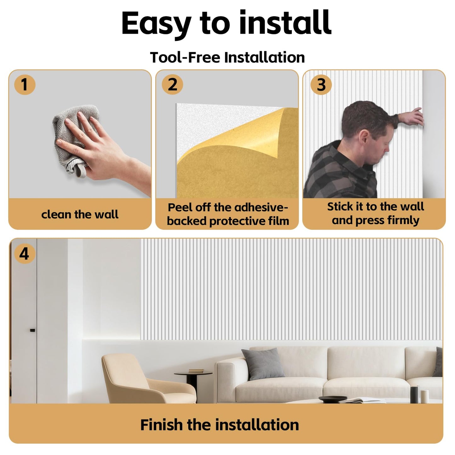 RITOLLO 12 Pack Acoustic Wall Panels, 47.2X23.6X0.4 inch Decorative Self-Adhesive Soundproof Panels, Sound Dampening Panels for Home Studio Office, White(White,12)