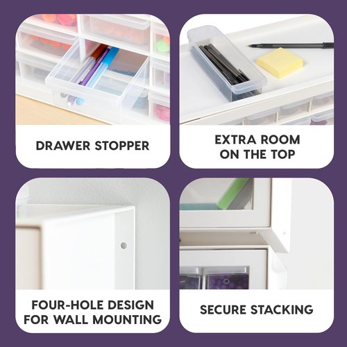 IRIS USA 44-Drawer Storage Cabinet - Stackable Organizer for Screws, Nuts, Bolts & Crafts - White