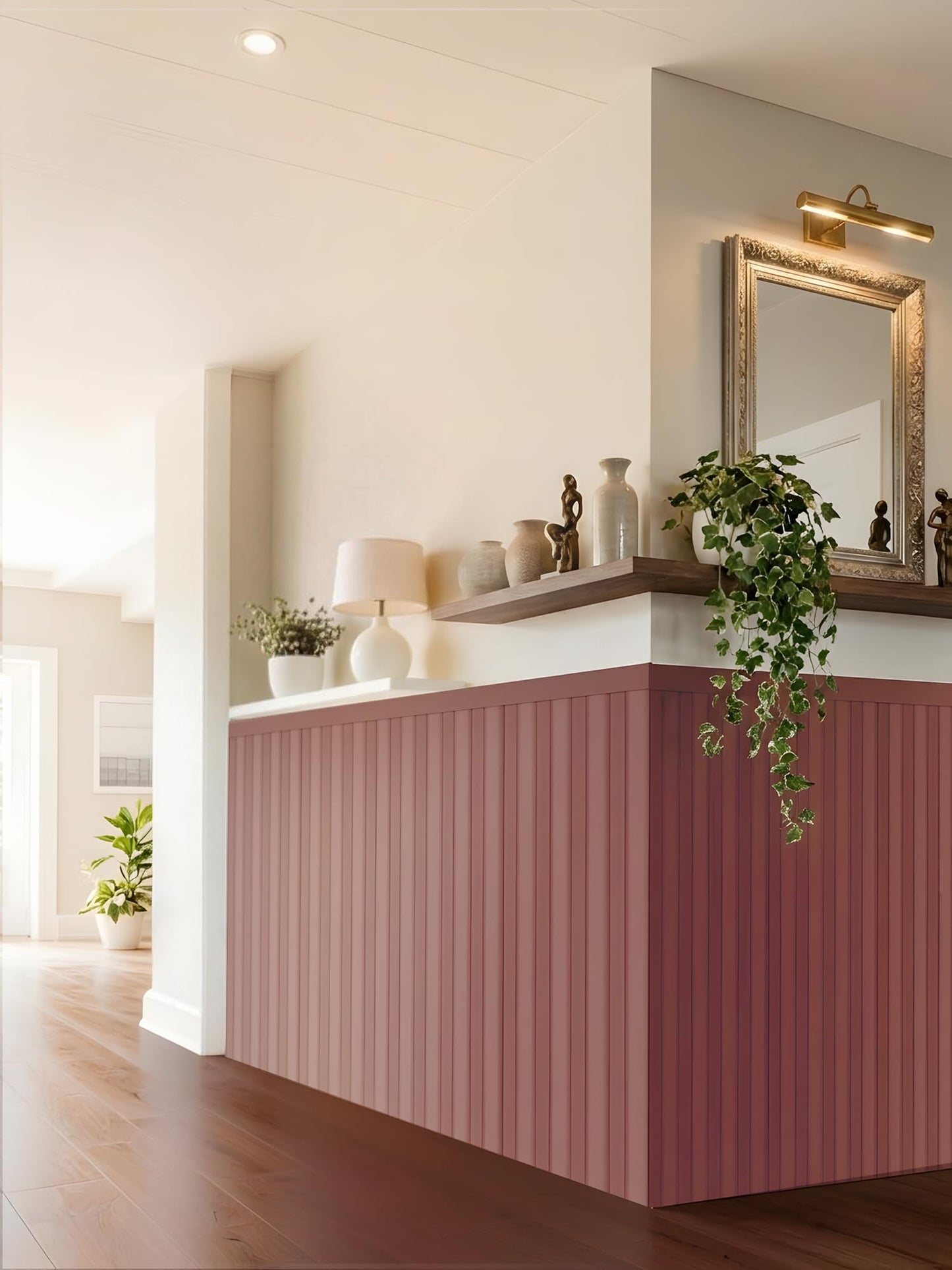 Upick Wainscoting Panels Beadboard, Paintable PS Wall Paneling for Accent Wall 59" x 40", White