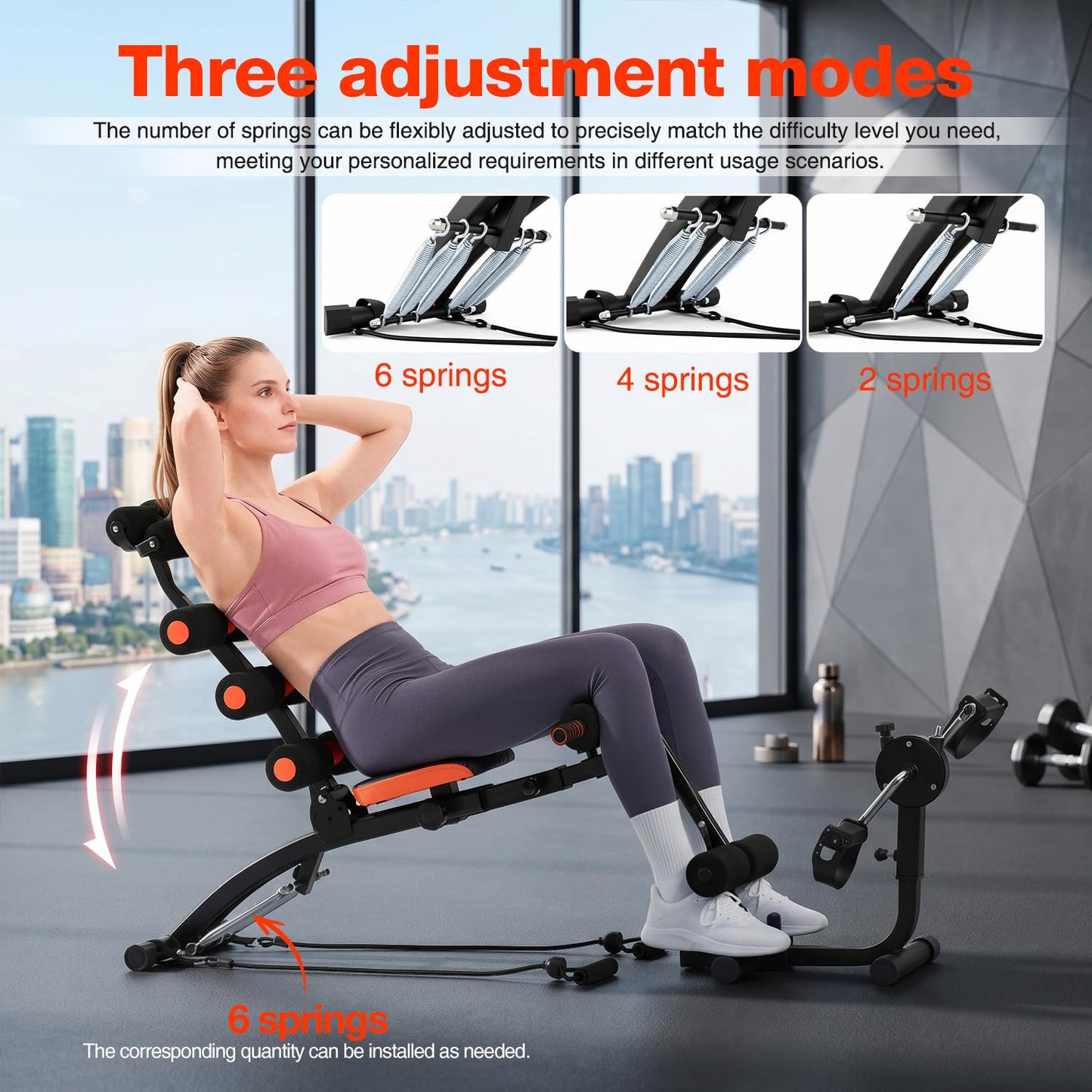 Abdominal Workout Bench – Adjustable Sit-Up Machine with Leg Lock – Home Gym Core Trainer for Abs, Crunches, Leg Raises – Foldable, Heavy-Duty Steel Frame – Max Weight 240LB