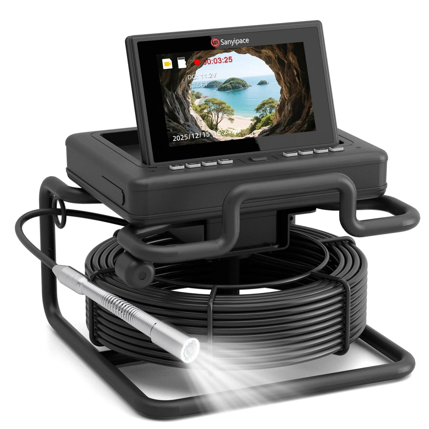 Sanyipace Drain Camera 100FT/30M, 7'' IPS 1080P Pop-Up Screen Sewer Inspection Camera with Distance Counter,20X Digital Zoom,Waterproof Inspection Camera with12 LEDs, for Sewer Line Pipe Inspection