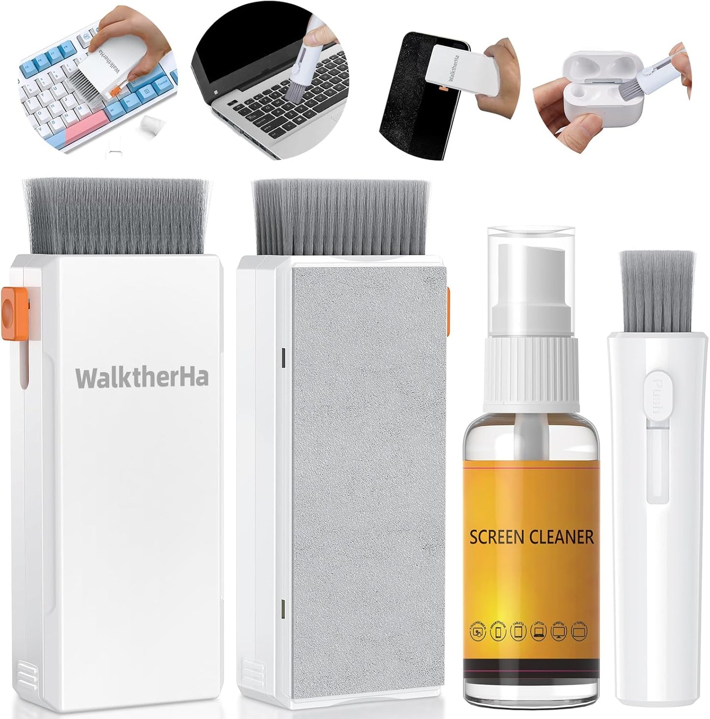 WalktherHa Keyboard Cleaner Laptop Cleaning Kit, All in One Keyboard Cleaning Kit with Car Screen Cleaner Spray