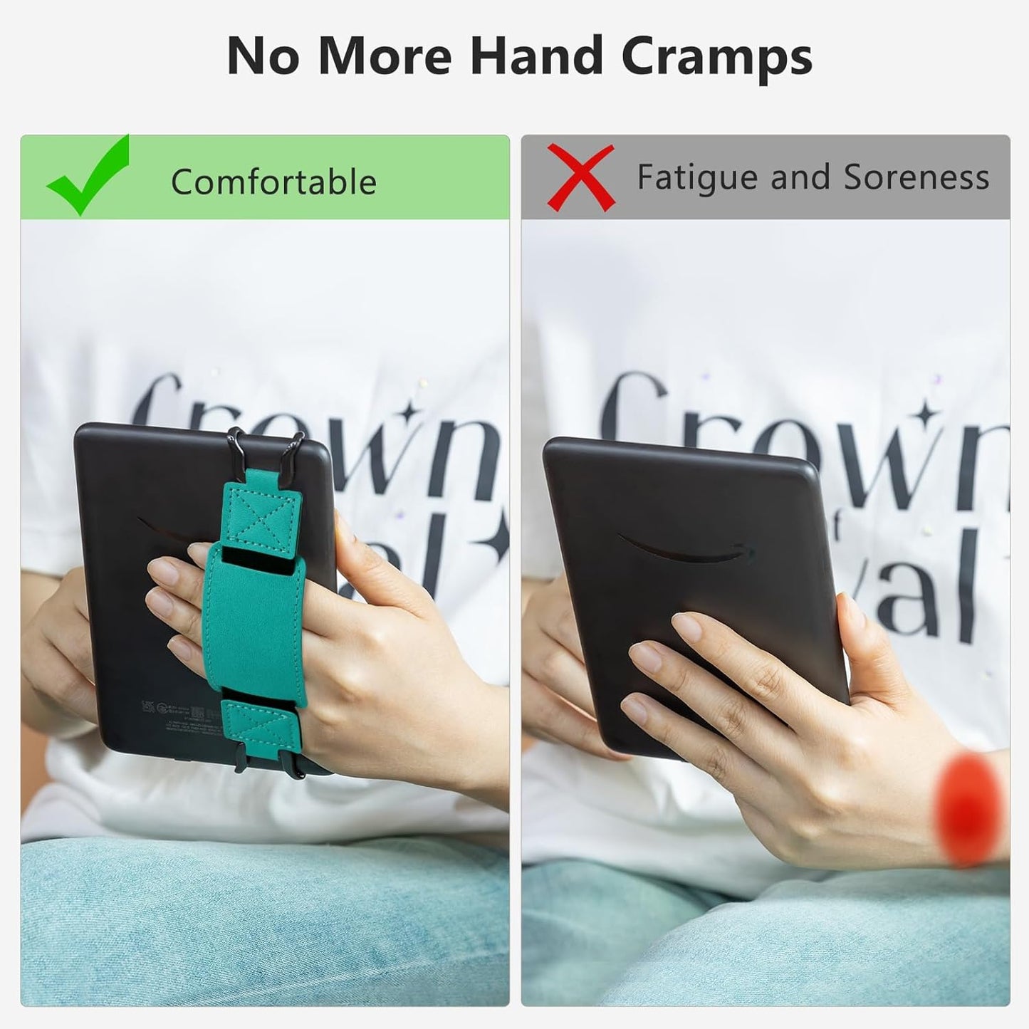 CoBak 6-7.5" Secure Hand Strap for Kindle and Tablets - Versatile and Lightweight Finger Grip Holder for Kindle