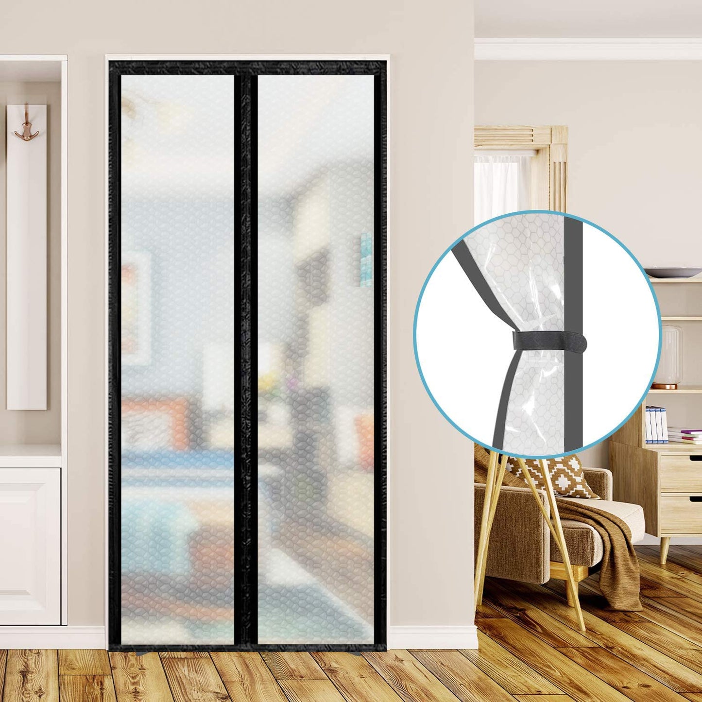 Insulated Curtain, Thermal Magnetic Self-Sealing EVA Screen, Keep Cold Out Door Cover Auto Closer for Kitchen, Bedroom, Air Conditioner Room, Fits Doors up to 34" x 80"
