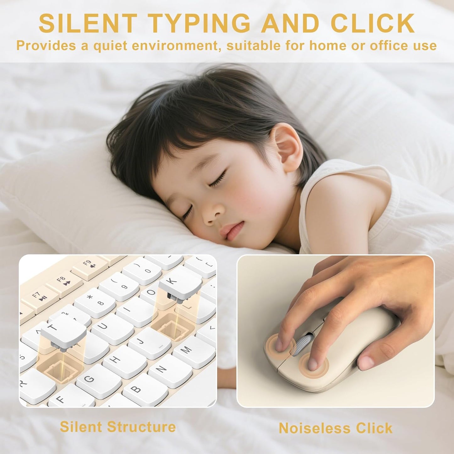 RECCAZR 2.4GHz Silent Wireless Keyboard and Mouse Combo, Full-Sized Wireless Keyboard and Adjustable DPI Mouse, USB