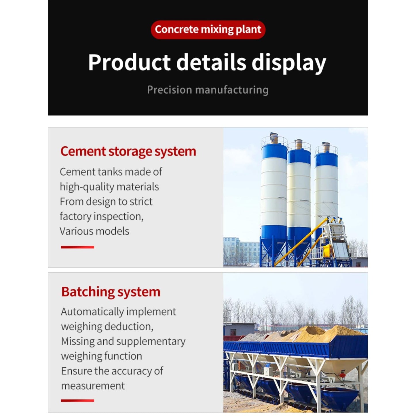 Heavy-Duty Concrete Batching Plant with reinforced H-beam frame, strong twin-shaft mixer and high-precision sensors, suitable for demanding civil engineering and long-duration construction jobs