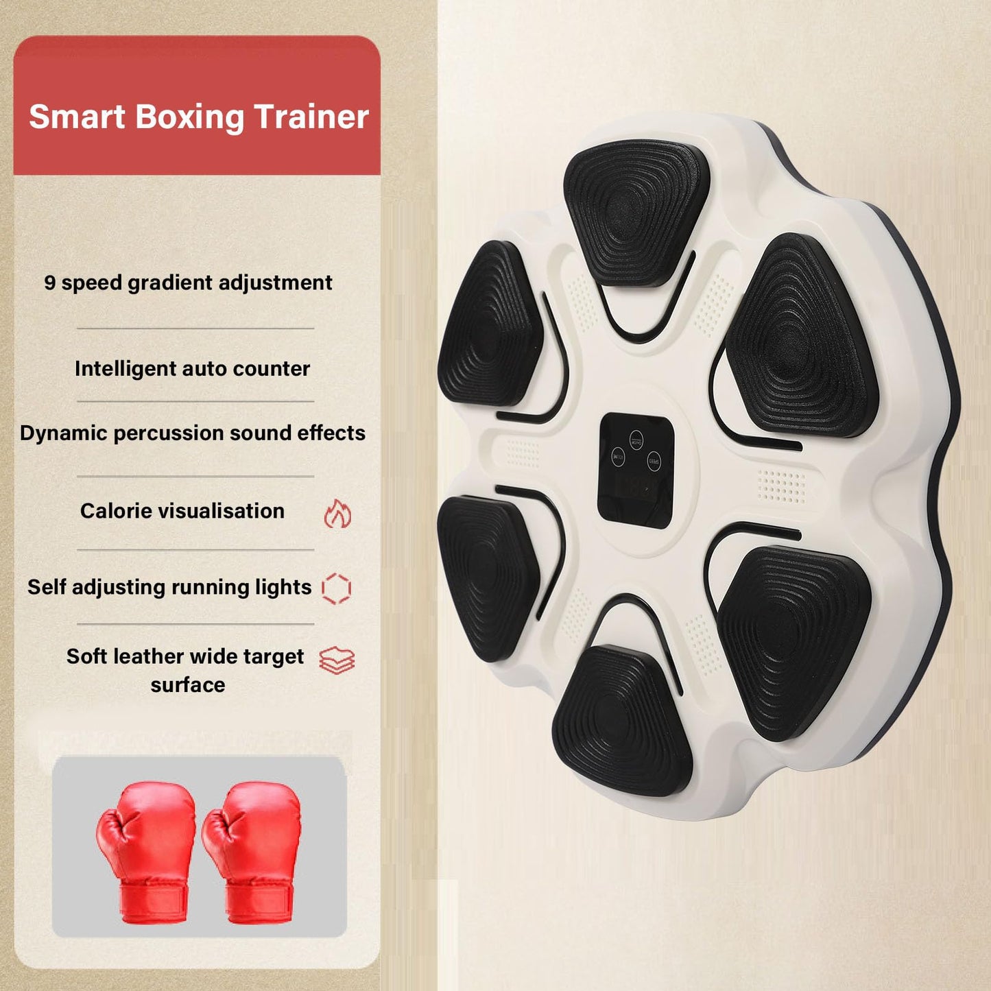 Hamwesh Music Boxing Machine, Wall Mounted Interactive Boxing Trainer with Multiple Music Modes and Training Programs, Smart Punching Target with Gloves Set for Home Gym Indoor Workout