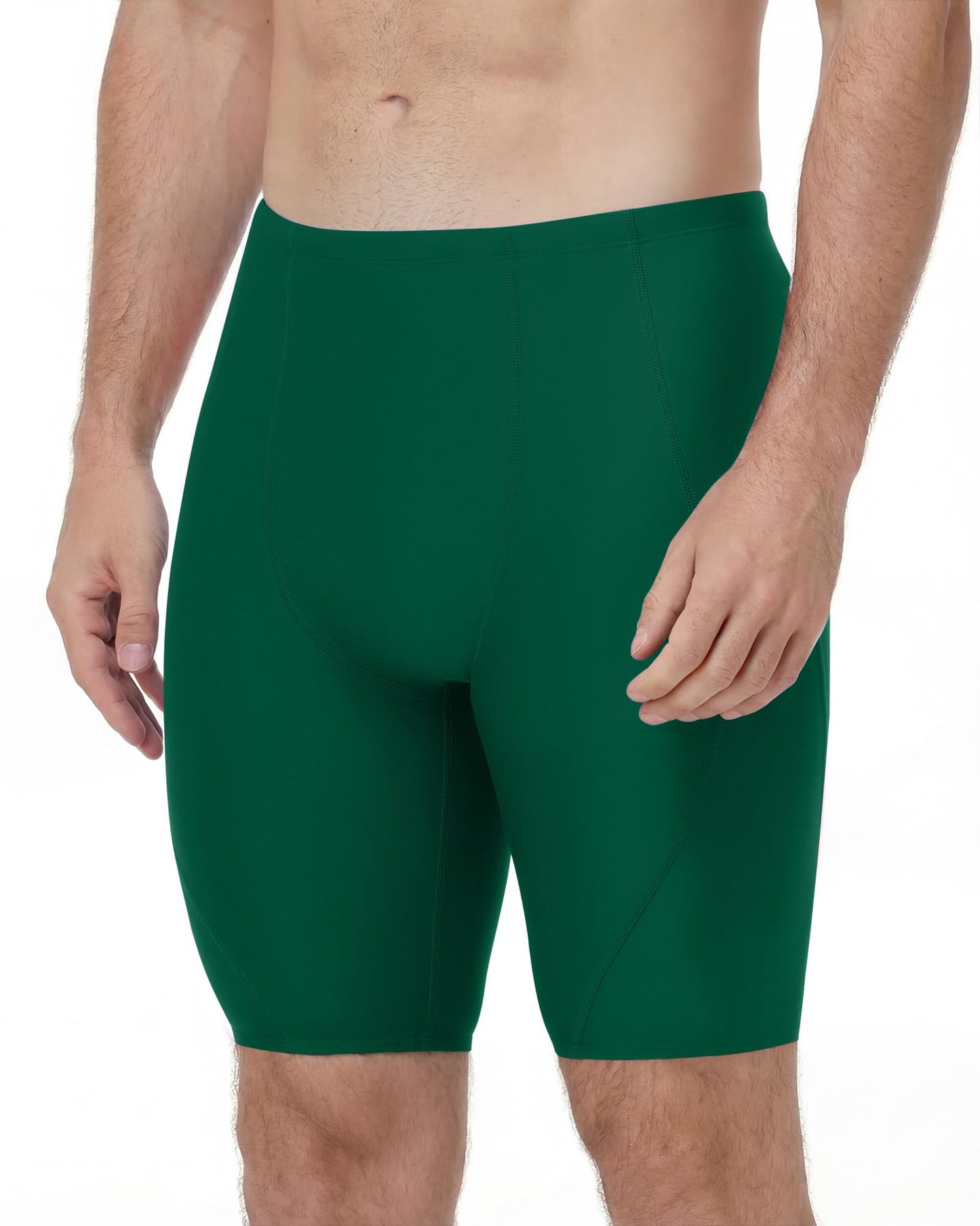 Nukuvara Men's Swim Jammers Competitive Racing Training Swimsuit Quick Dry Athletic Team Compression Swimming Shorts UPF50 Green S