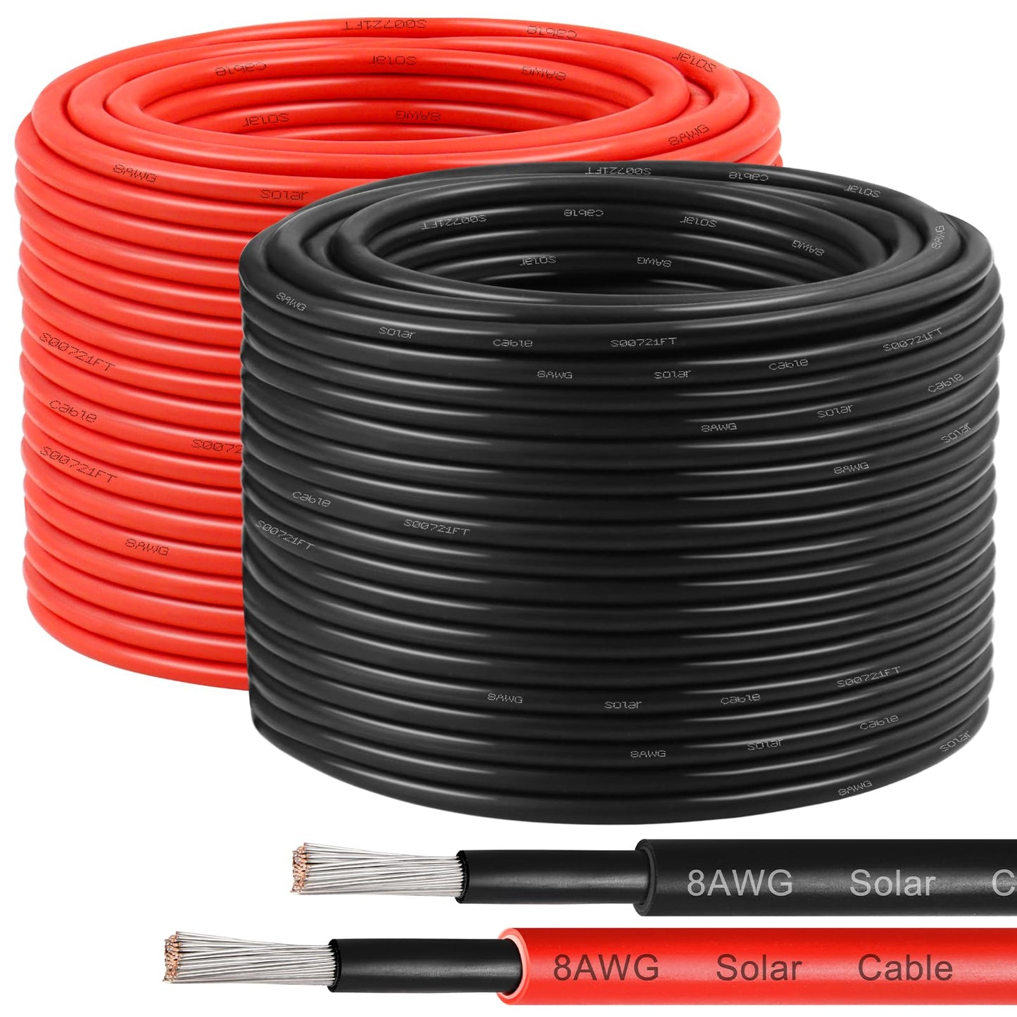 XRDS -RF 8AWG Solar Panel Wire 10mm², 2 Pack 200FT Red & Black Solar Extension Cable, PV Wire with Tinned Copper, Sunlight & UV Resistant, for Solar Panel, RV, Inverter, Battery, Off-Grid Systems