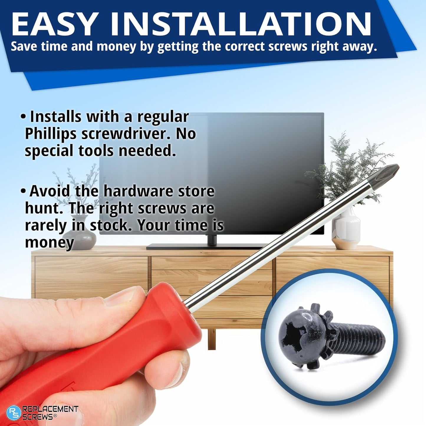 ReplacementScrews M4 14mm (D4.0 L14.0mm) (8) Screws Compatible with Many LG TV Stands