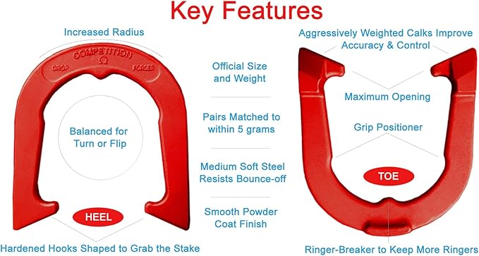 Competition Tournament Pitching Horseshoes - NHPA Sanctioned for Tournament & League Play - Drop Forged Construction - One Pair (2 Shoes)