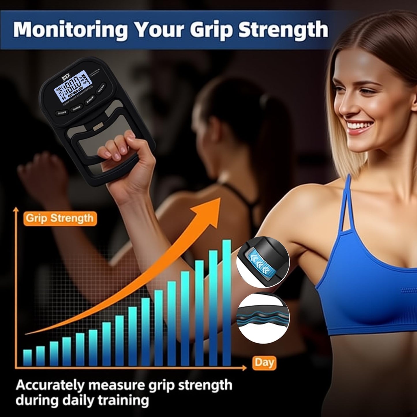 Hand Grip Strength Tester Trainer, 396lbs/180kg Hand Grip Dynamometer with LCD Display, Ideal for Sports, School, and Home Use