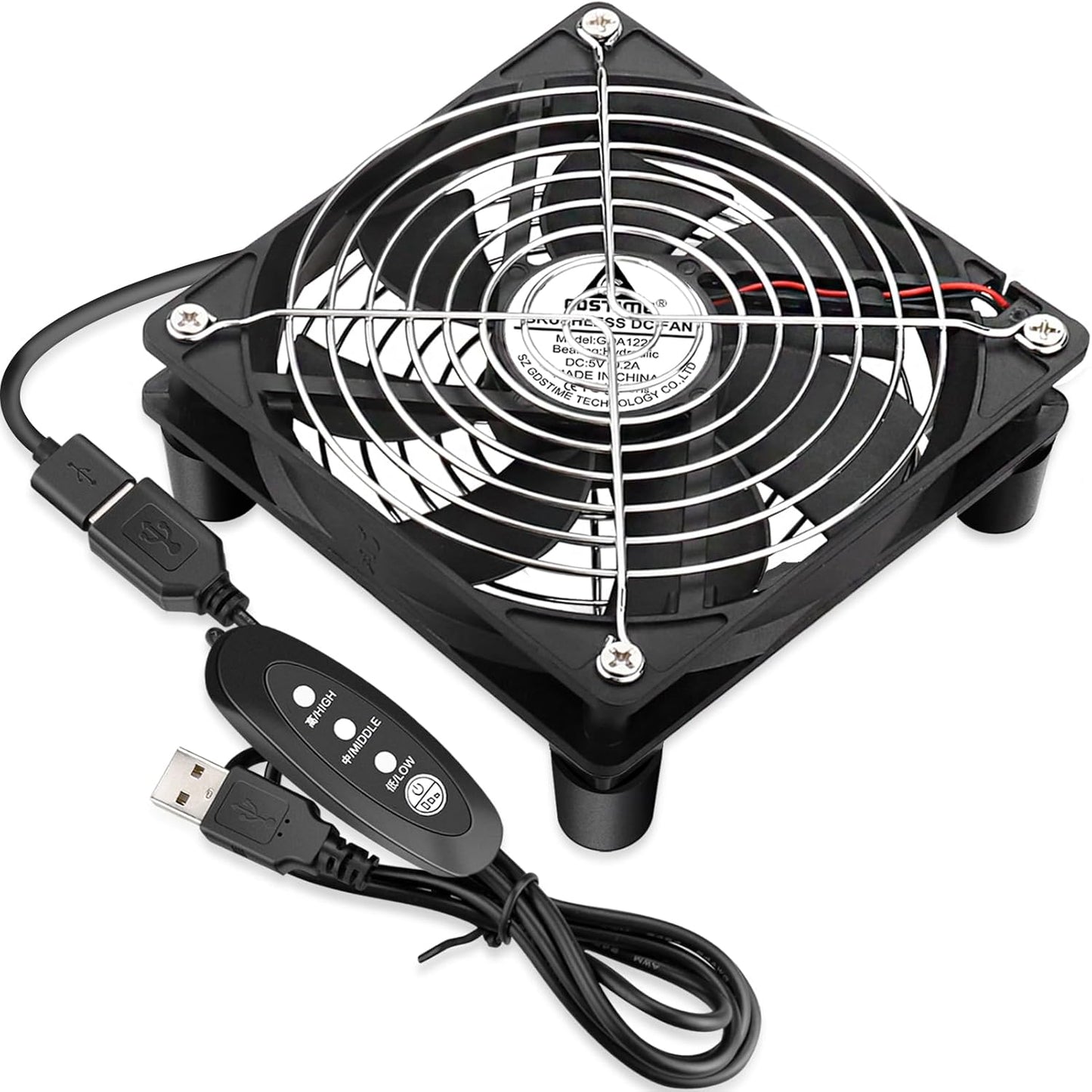 120mm 3 5V GDSTIME Router Fan Cooler with Speed Control, DC USB Powered Cooling Case Fan for Router Modem Receiver DVR