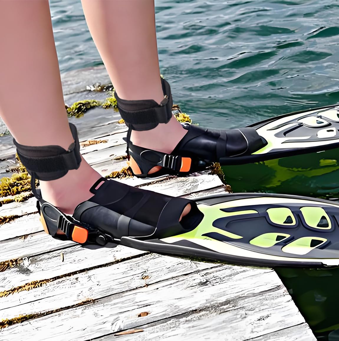 nsgglecher 1Pair Fin Savers, Swim Fin Tethers, Swim Fin Leashes, Ankle Cuff, No Lost Swim Fins While Bodysurfing or Bodyboarding, Suitable for Man and Women