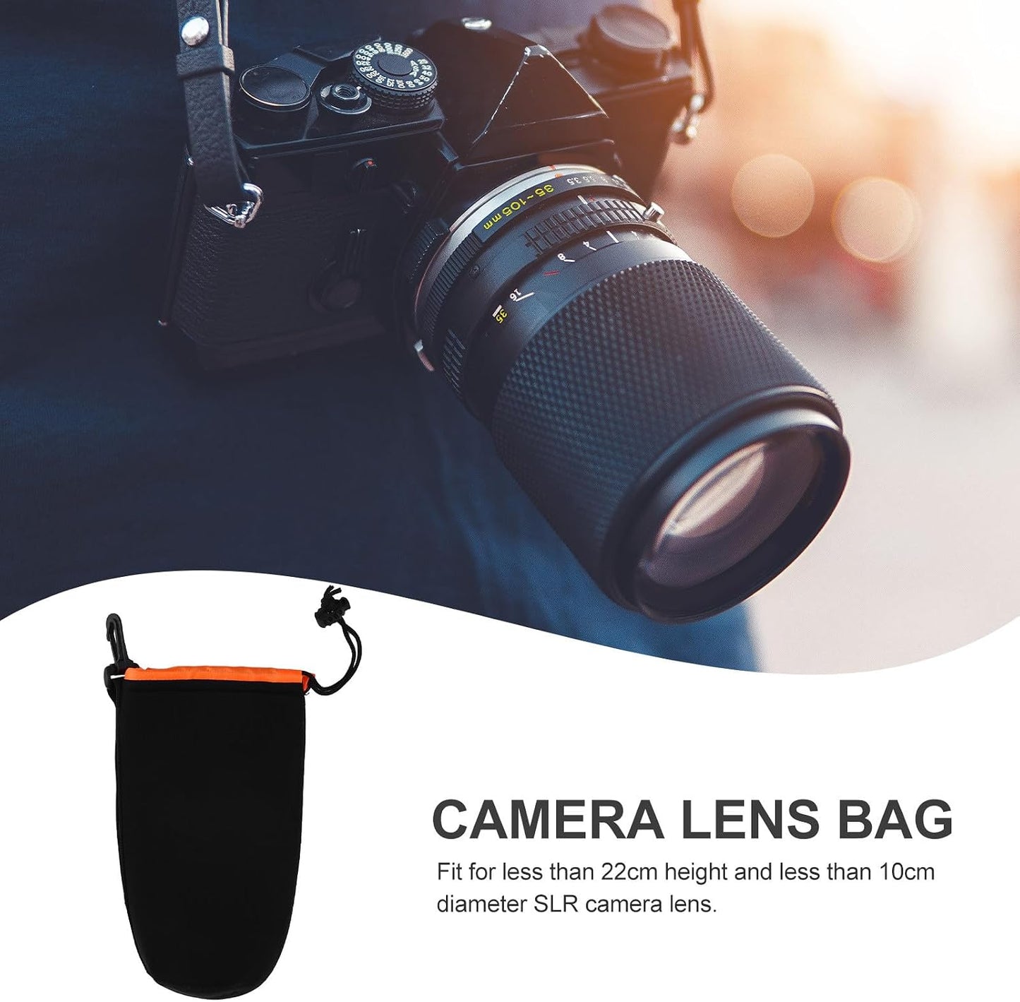BESPORTBLE Neoprene Camera Lens Pouch with Buckle Shockproof Protective Case for DSLR and Mirrorless Lenses Lightweight