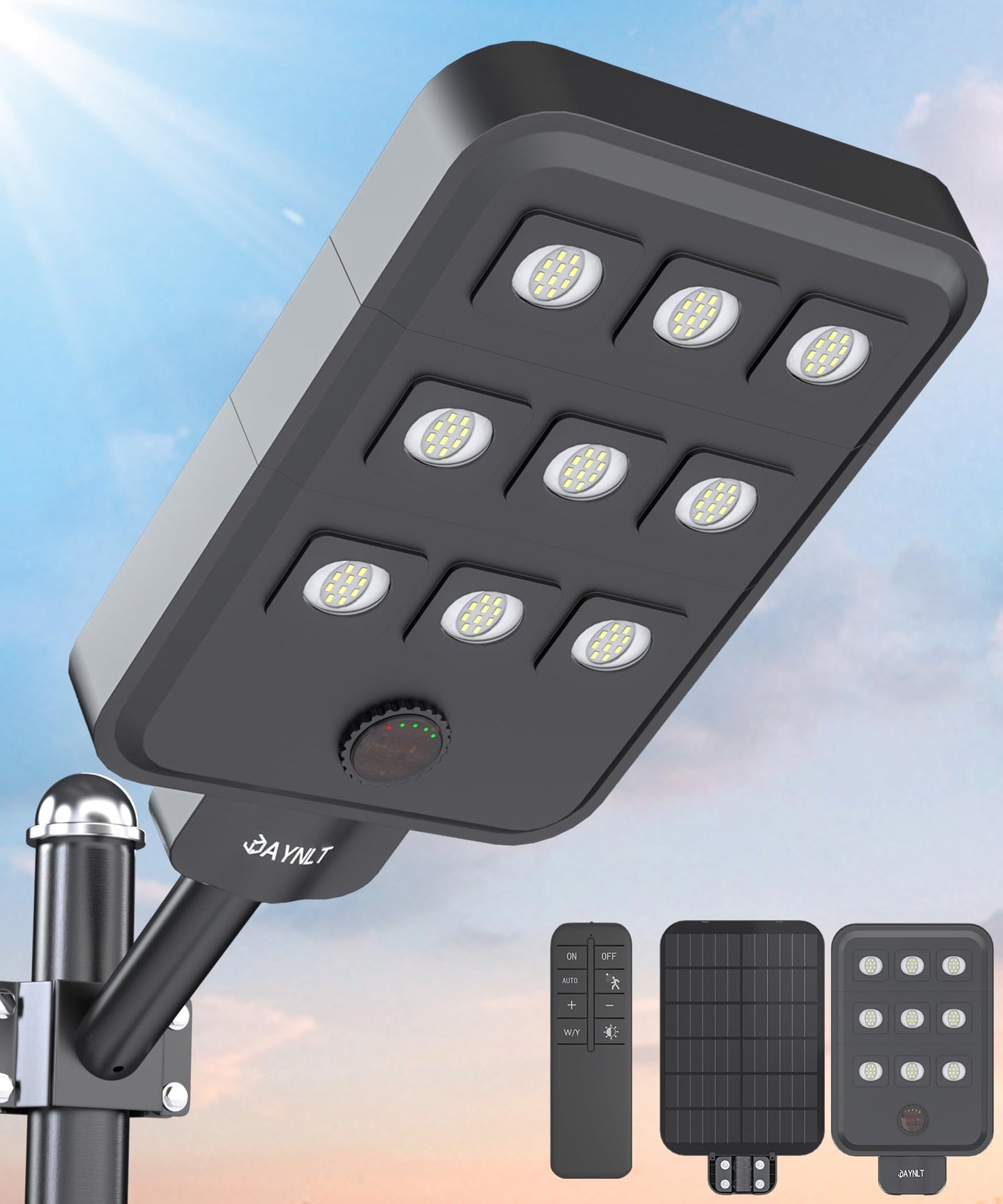 JAYNLT X-10000W Solar Street Lights Outdoor, Ultra-Large 6500K Commercial Parking Lot Lights Dusk to Dawn,IP67 Waterproof Solar Power Flood Security Light for Farm,Shop