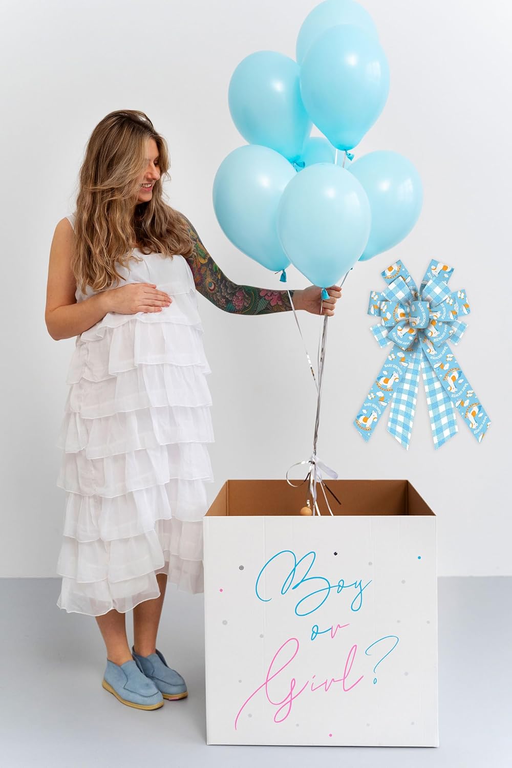 Skiennix Large Baby Shower Bows - Blue Burlap & Ribbon Wreath Decorations | Perfect for Gender Reveal & Birthday Decor
