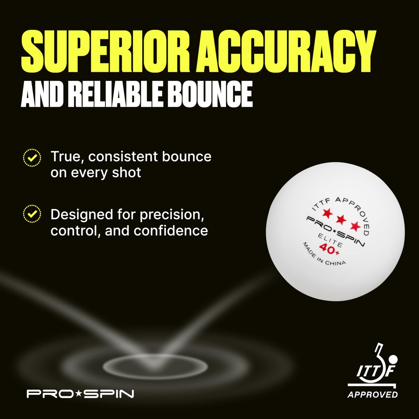PRO-SPIN Ping Pong Balls – 3-Star ITTF-Approved Premium Table Tennis Balls | High-Performance 40+ ABS Professional Quality for Indoor & Outdoor Play (Pack of 3)