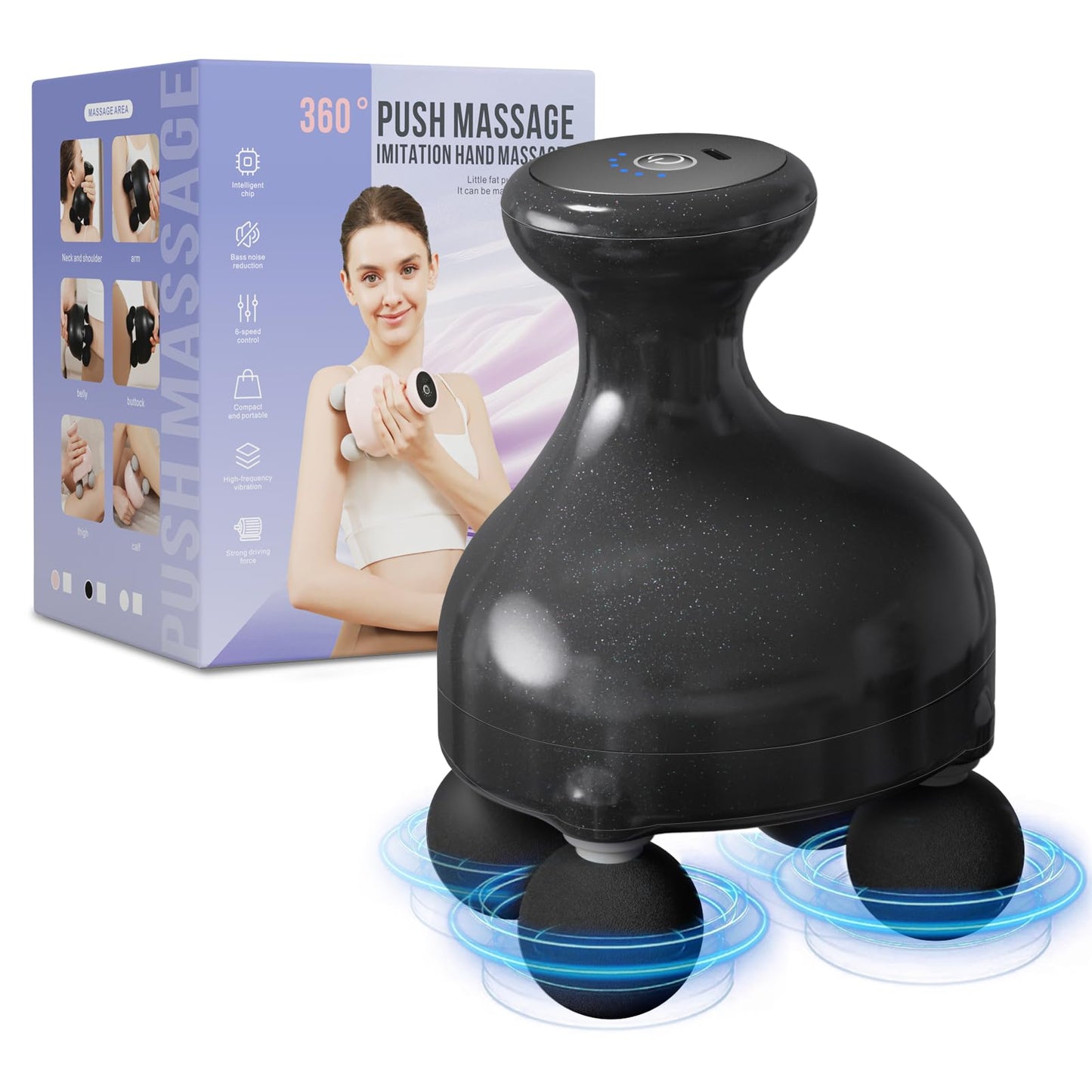 DEITY 4 Heads Handheld Massage Gun Deep Tissue, Electric Body Massager, Percussion Muscle Massager for Easing Shoulder and Back Tension, with Reverse Thrust Function