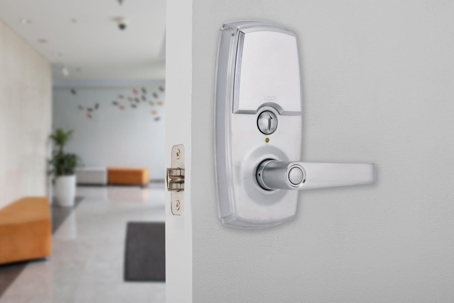 BRINKS ANSI Grade 2 Keypad Door Lock with Handle for Commercial & Residential Use, Keyless Entry Door Lock, 99 User Codes, Auto-Relock, Battery with Backup Keyway (Satin Nickel)