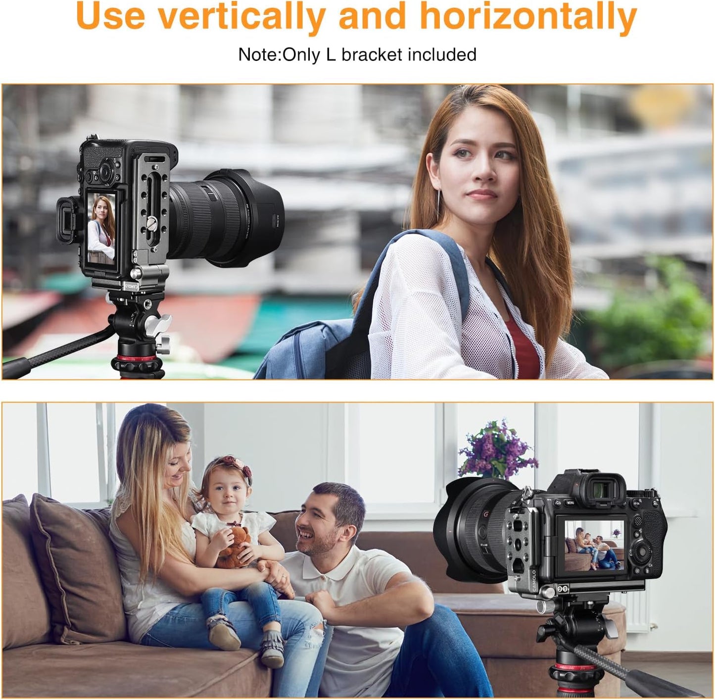 CAMOLO RIG Base,1/4" Foldable DSLR Camera L Bracket,Vertical Horizontal Switching Tripod,Arca-Swiss Srew Hole,Quick