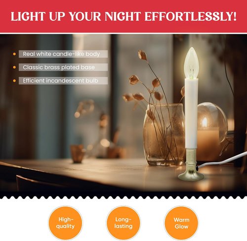 Creative Hobbies® Electric Window Candle Lamp - Brass Plated Base, Easy On/Off Switch, Ready to Use!