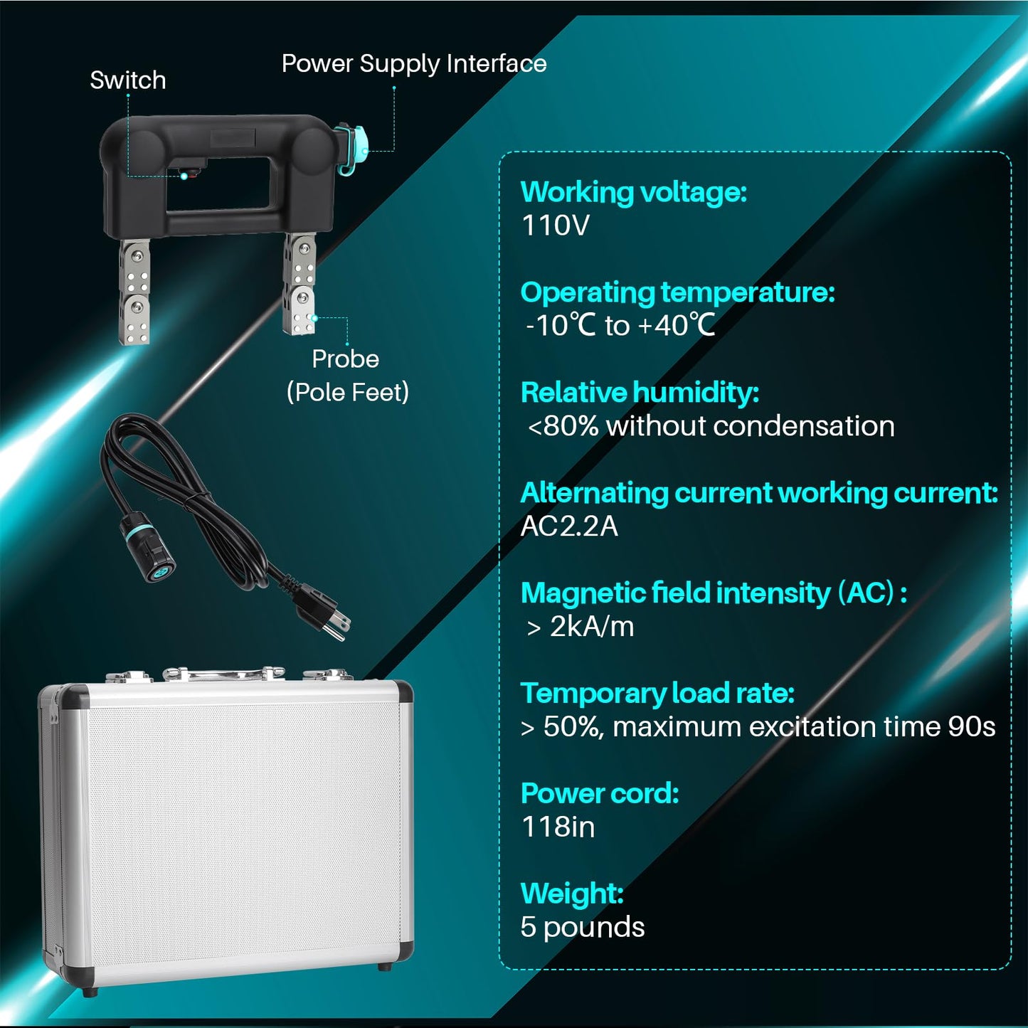 CHENNTAI Portable Magnetic Particle Flaw Detector, Steel Weld Magnetic Particle Inspection for Confined Spaces and Industrial Use