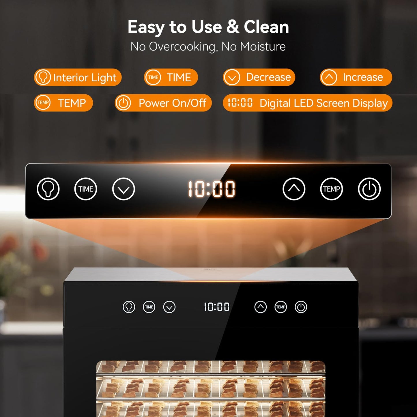 Food Dehydrator Machine with 8 Stainless Steel Trays, 650W Powerful Motor, Adjustable Temperature & 48-Hour Timer for Jerky, Fruits, Herbs, Dog Treats - Quiet Operation
