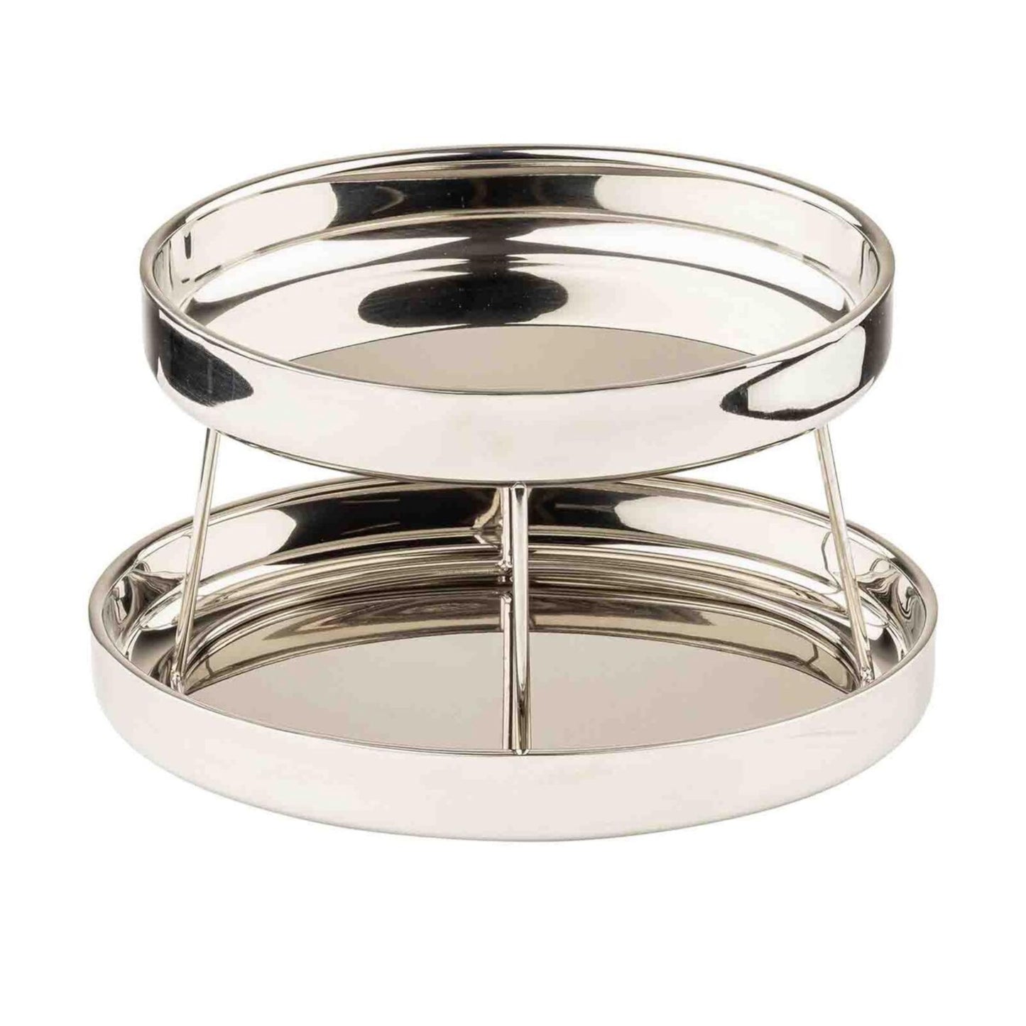 TableCraft 12914 Oval Two-Tiered Seafood Tower, Double-Wall Stainless Steel Display with Mirror Finish, 11.75" & 13.75" Oval Bowls, Elevated Chilled Presentation, 14" x 9.5" x 8.5", Silver