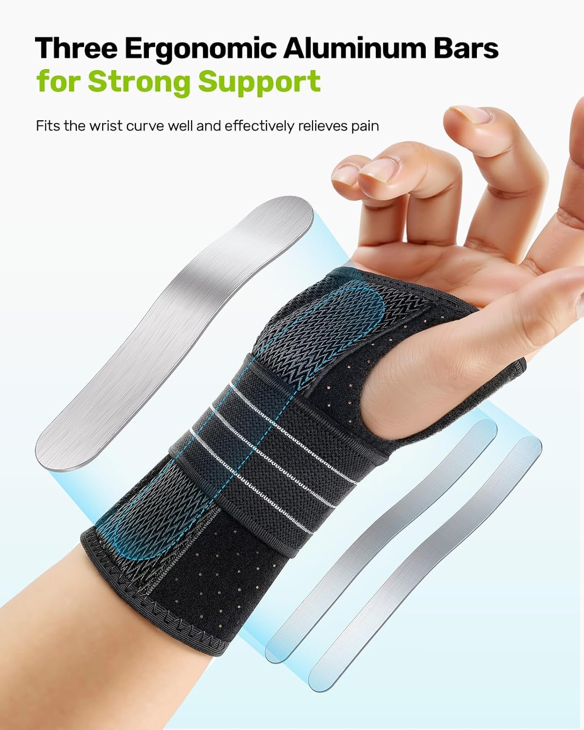 Rakiie 2 Pack Carpal Tunnel Wrist Braces, Adjustable Wrist Support Splint for Night Sleep & Daytime Working, Hand Braces Pain Relief for Arthritis, Typing, Pregnancy, Men Women (Gray, M)