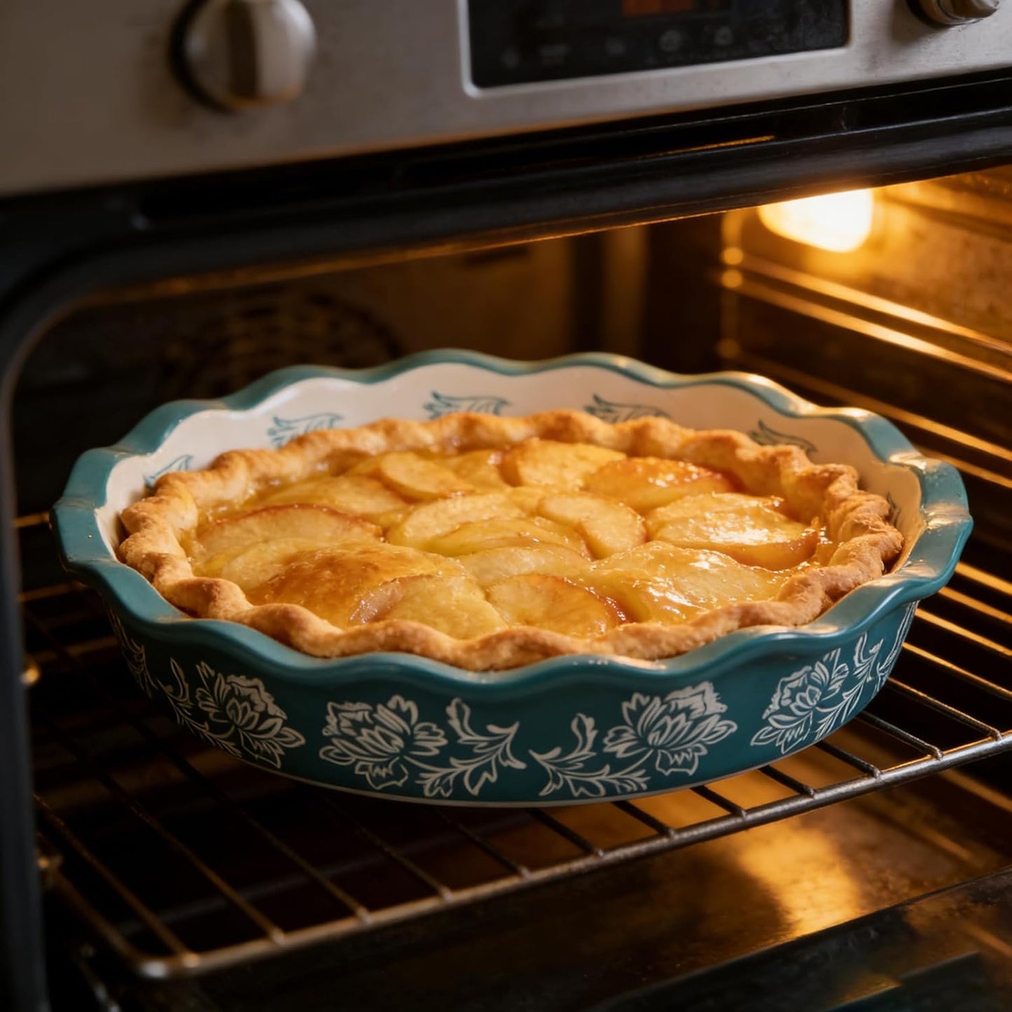 Wisenvoy Ceramic Pie Pan - Non-Stick Deep Blue Porcelain Dish for Perfect Baking | 9-Inch Size
