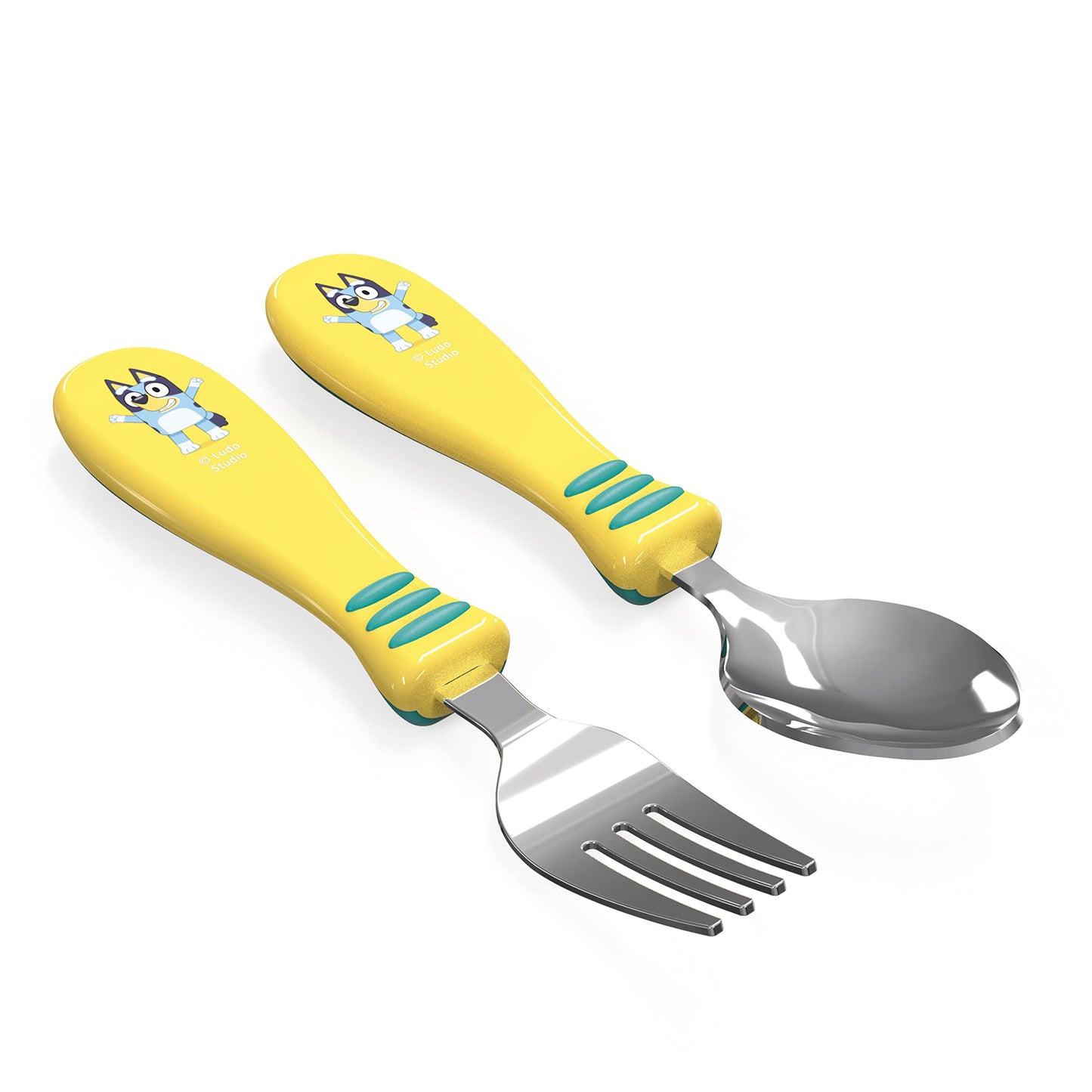 Zak Designs Bluey Kid Flatware Set with Fun Character Art on Both Utensils, Non Slip Fork and Spoon Set is Perfect for Encouraging Picky Eaters to Finish Their Plates (2 pk, BPA-Free)