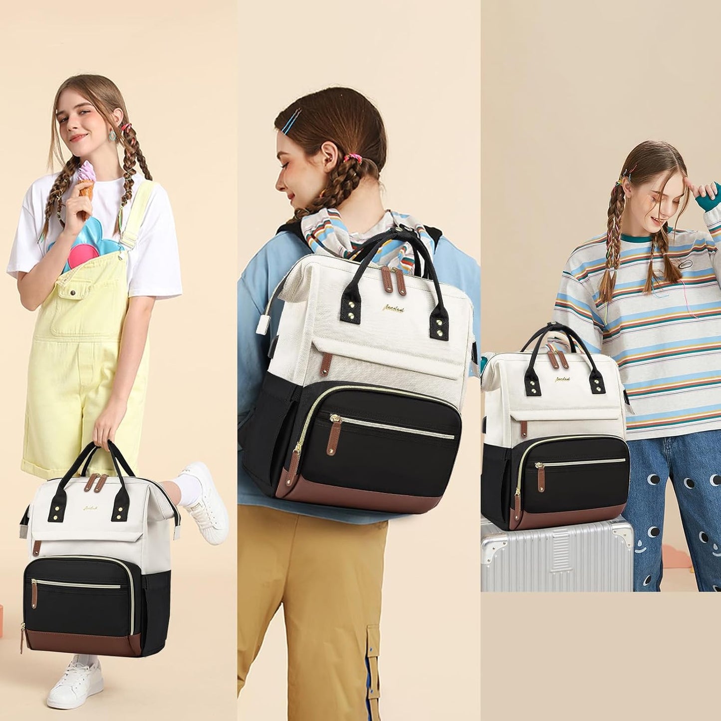 Backpack 15.6 inch Backpack Backpacks Backpack Focdod for Women Work Bags: Laptop Purse with USB Charger College