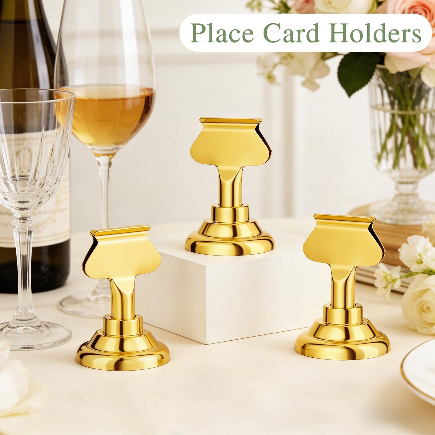 Urban Deco 36 Pieces Table Card Holder Place Card Holders 1.7 inches Gold Steel Card Holders for Photos, Food Signs, Memo Notes, Weddings, Restaurants, Birthdays(Gold 36PK)