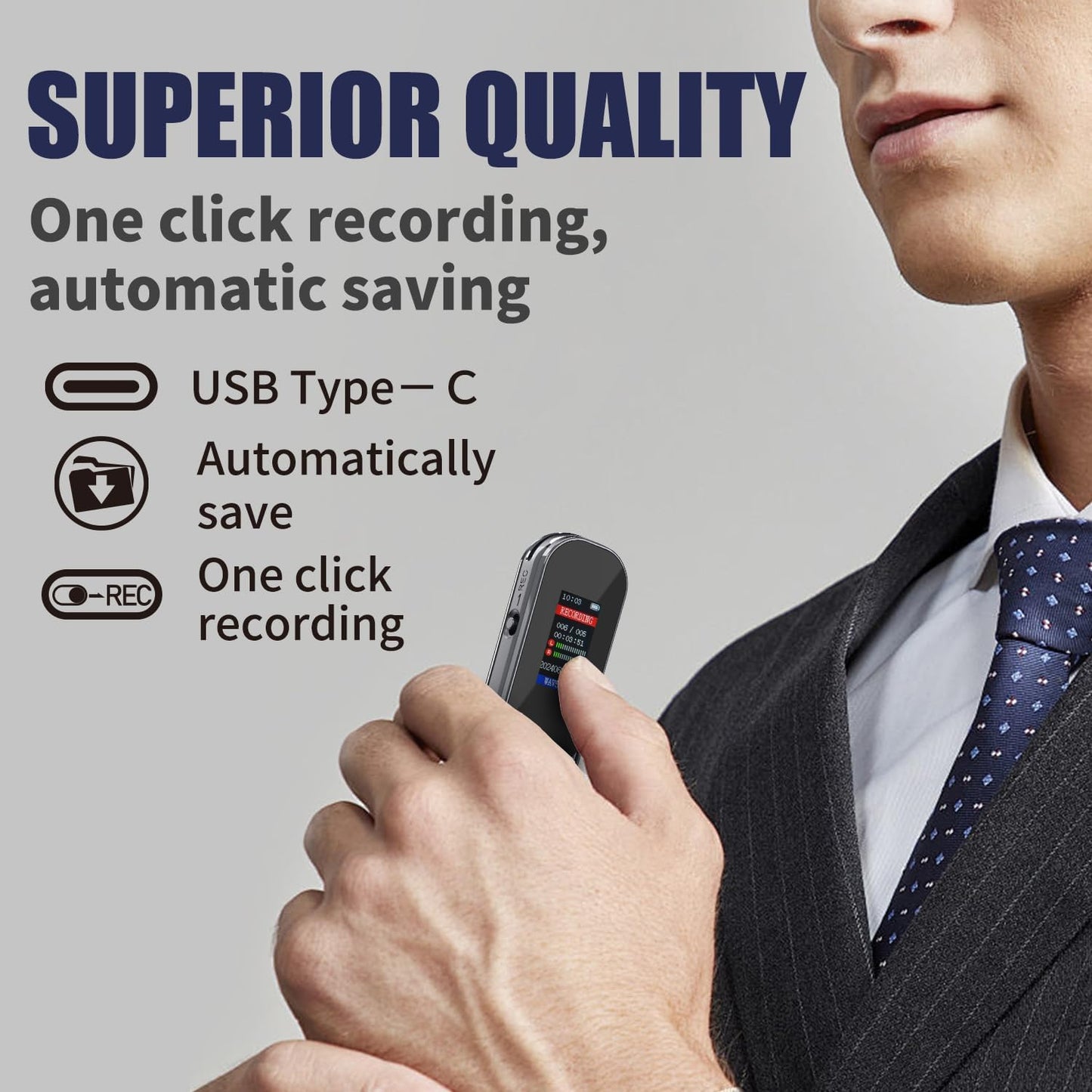 Axismink 64GB 4560 Portable Digital Voice Recorder with Playback, Hours of Extended Use Recording Device, Noise