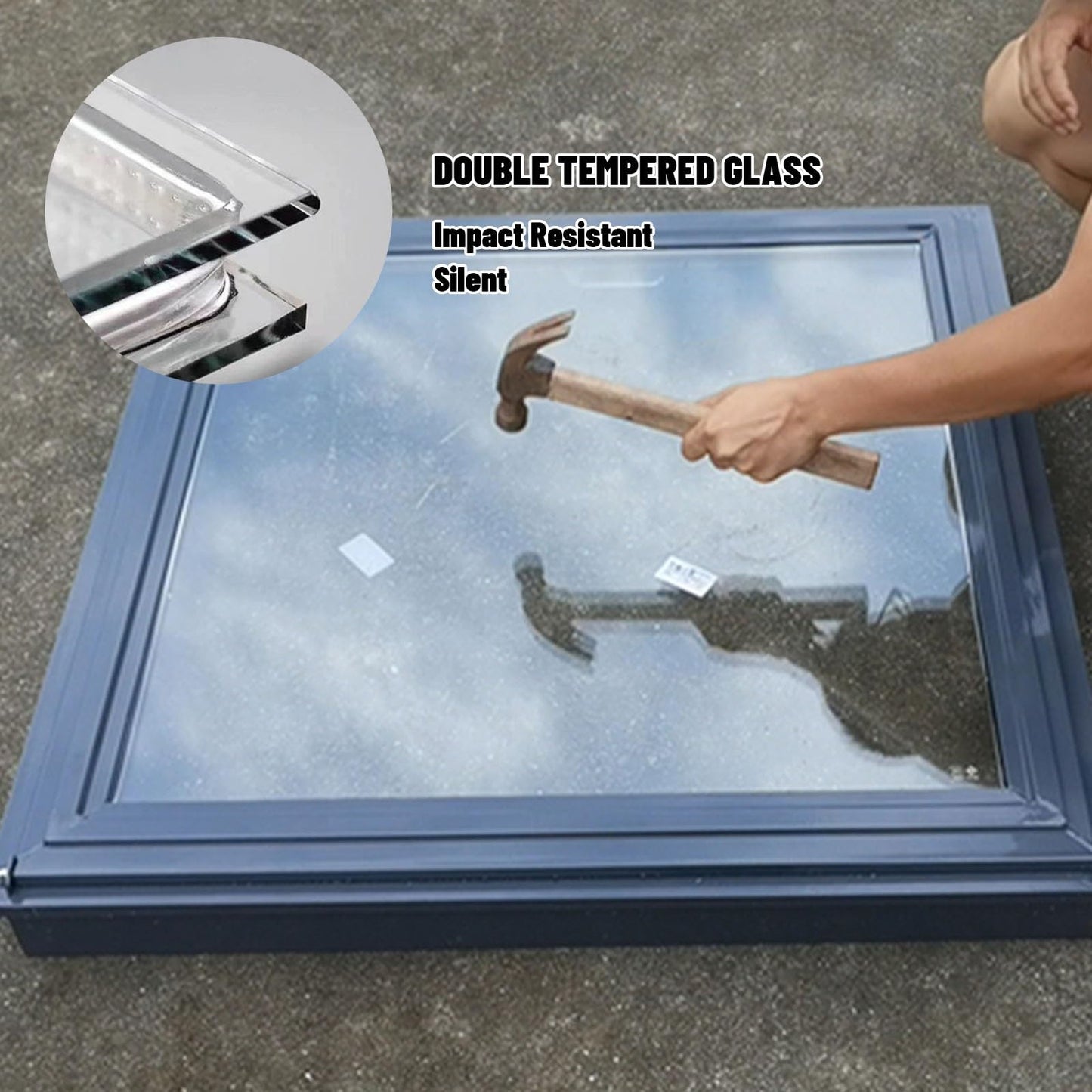 Skylight Windows for House Roof Basement Sloped Flat Roof Lighting Well Window Attic Sun Room Skylight Cover Manual Venting Egress Durable Aluminum + Tempered Glass Rainproof Silent(W20xL22in)