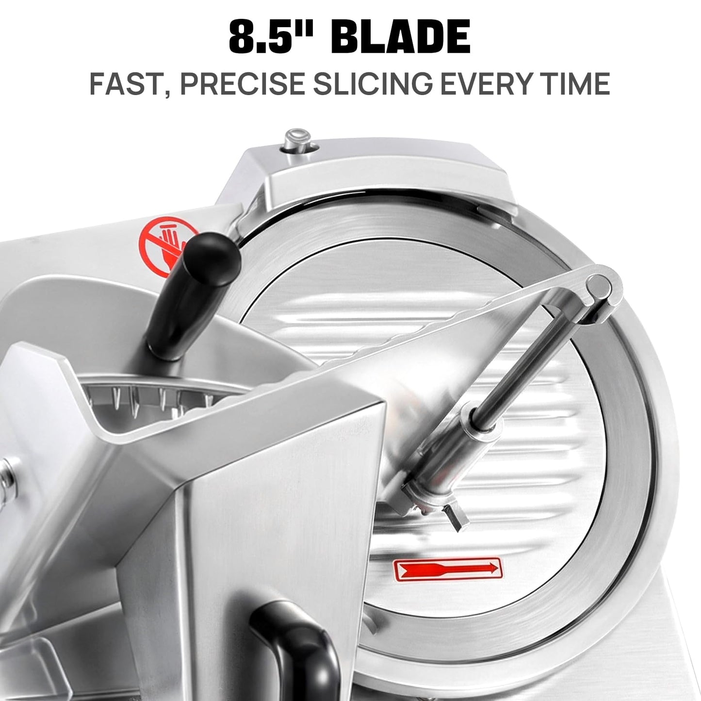 ARINOO 8.5''Commercial Meat Slicer, Electric Food Slicer with Carbon Steel Blade and Sharpening Stone, Deli Food Slicer for Frozen Meat, Cheese, and Bread, Easy to Clean for Home & Restaurant Use