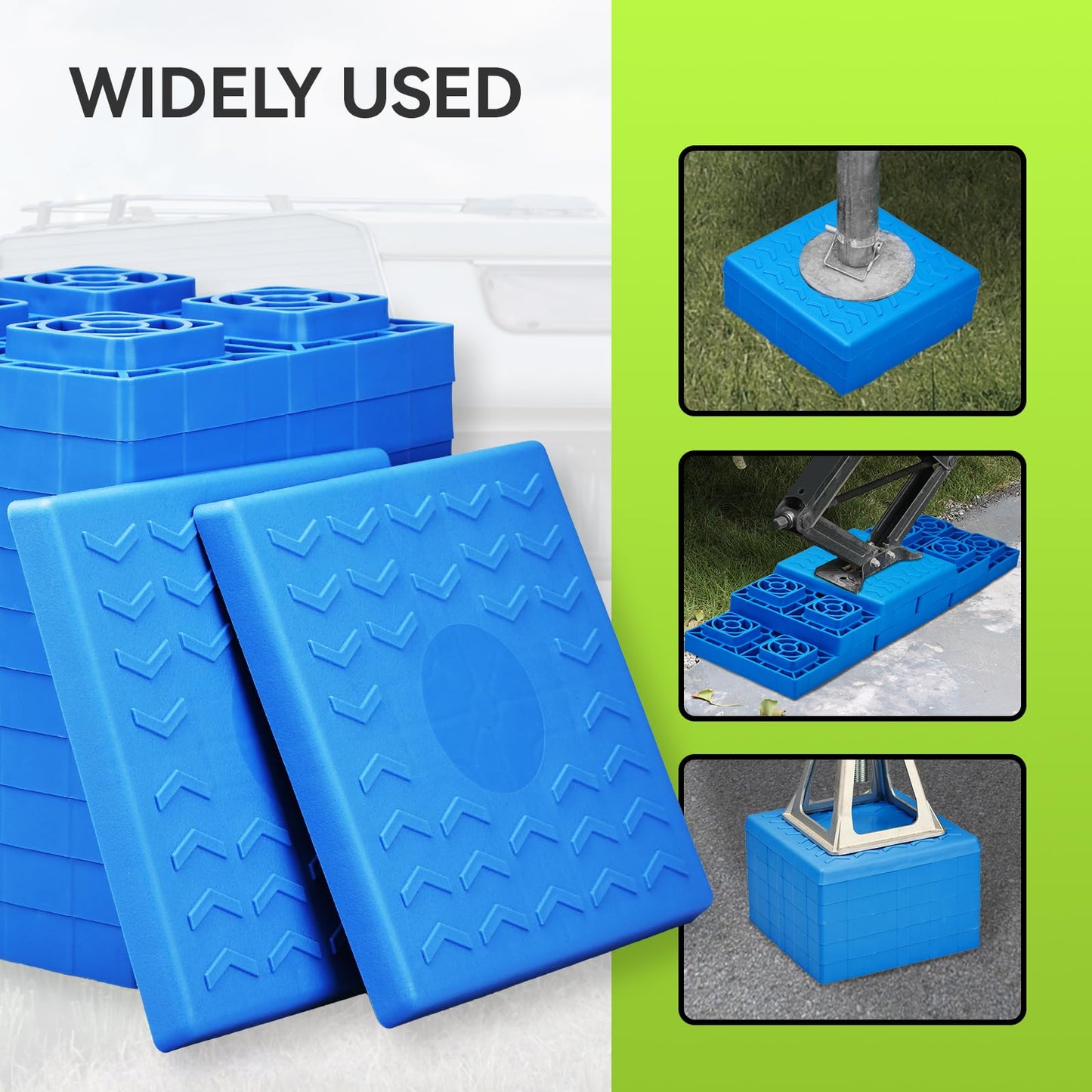 RVMATE 12 Pack RV Leveling Blocks, Heavy Duty Camper Leveling Blocks, Levelers for RVs, Reduce Trailer Movement, Trailer Leveling Blocks，RV Leveling System Great for Single and Dual Wheels
