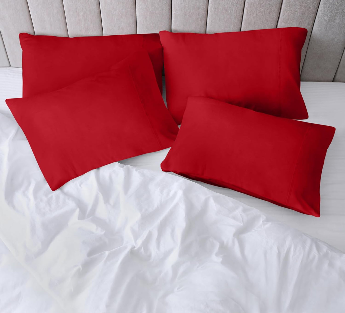 Utopia Bedding Standard Pillow Cases - 4 Pack - Soft Brushed Microfiber - Fade Resistant | 20 x 26 Inches (Red)