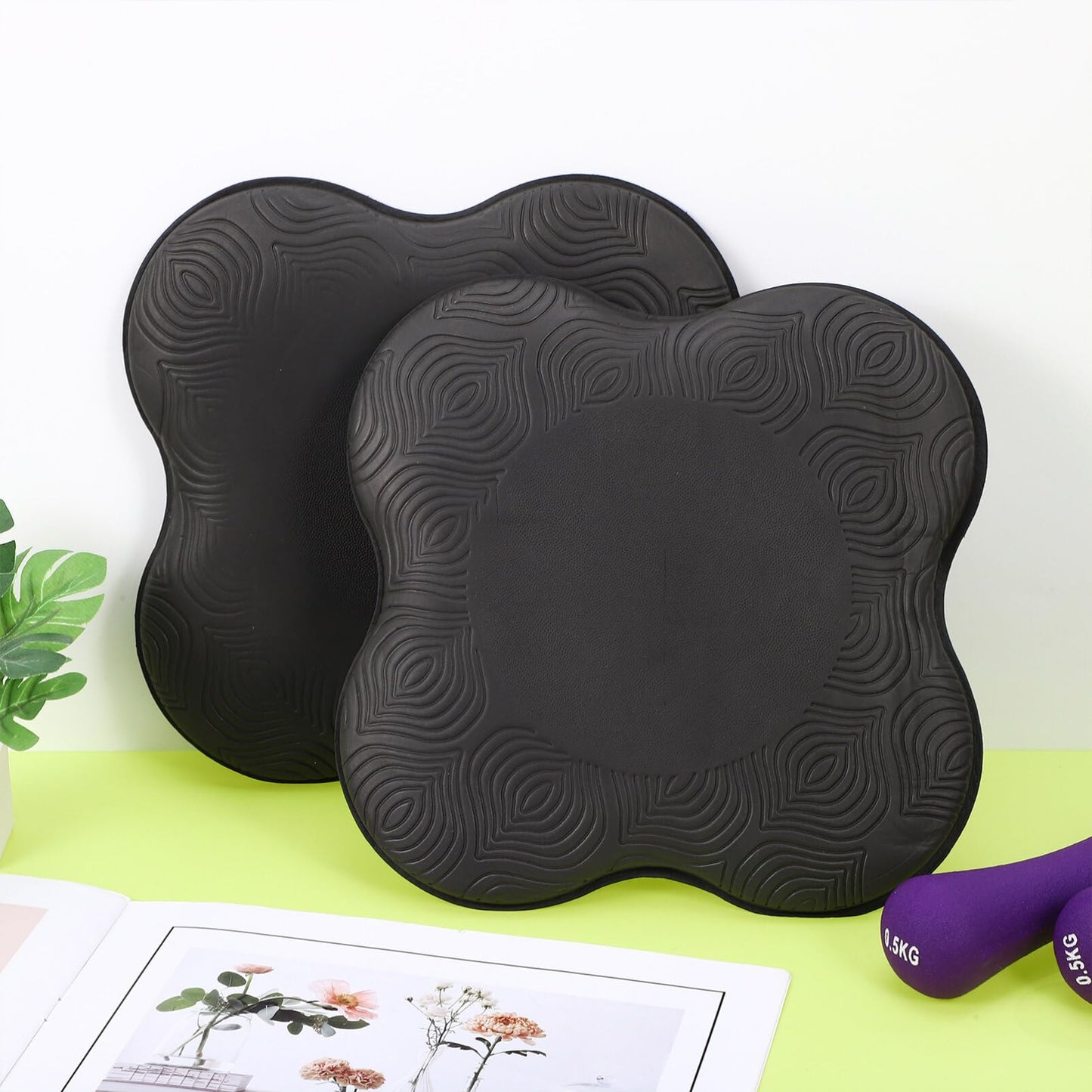 Happyyami 2 Pack Yoga Knee Pads 7.87X7.87X0.59In Non-Slip Foam Cushion for Kneeling Elbow Wrist Support Multi-Purpose Mat for Pilates Exercise Home Gym