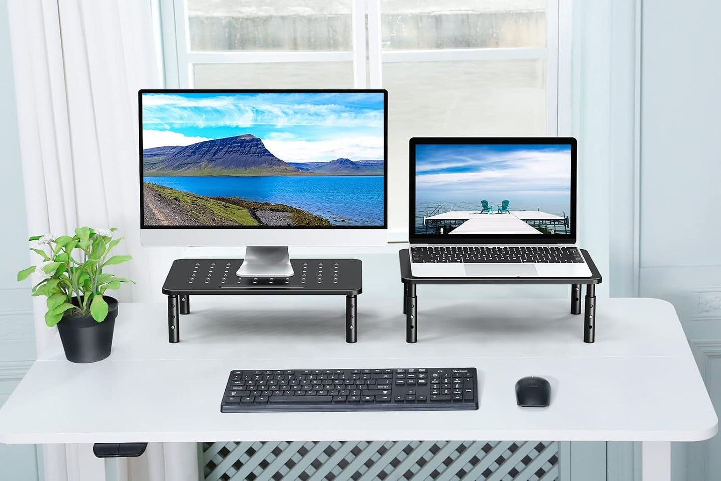2 Pack 3 2 Zimilar Monitor Stand , Height Adjustable Stand with Unique Star Mesh for Computer, Laptop, Printer
