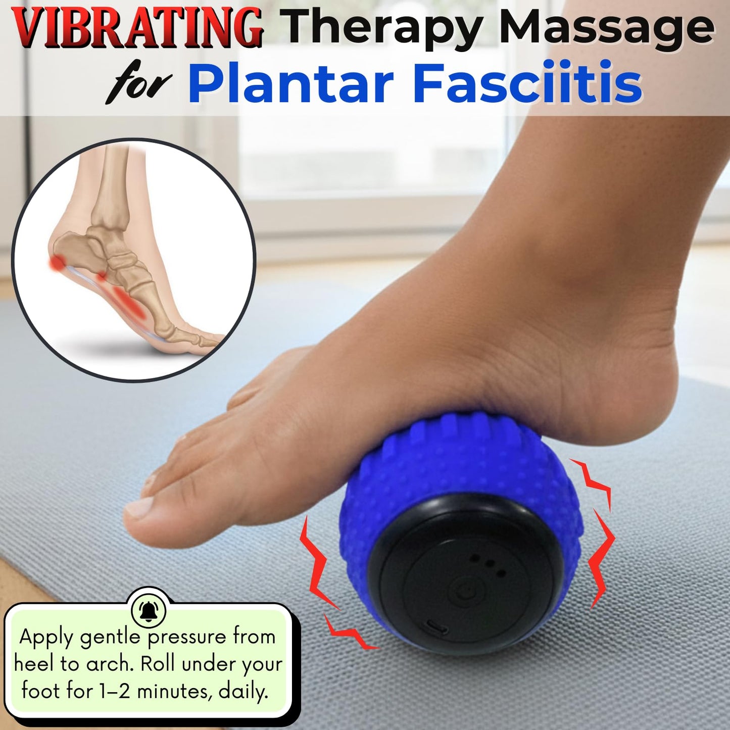 ZeenKind Vibrating Peanut Massage Ball for Plantar Fasciitis, Muscle Pain Relief with 4 Speed, Deep Tissue Therapy for Myofascial Release & Muscle Recovery, Neck Back Foot Roller Massager
