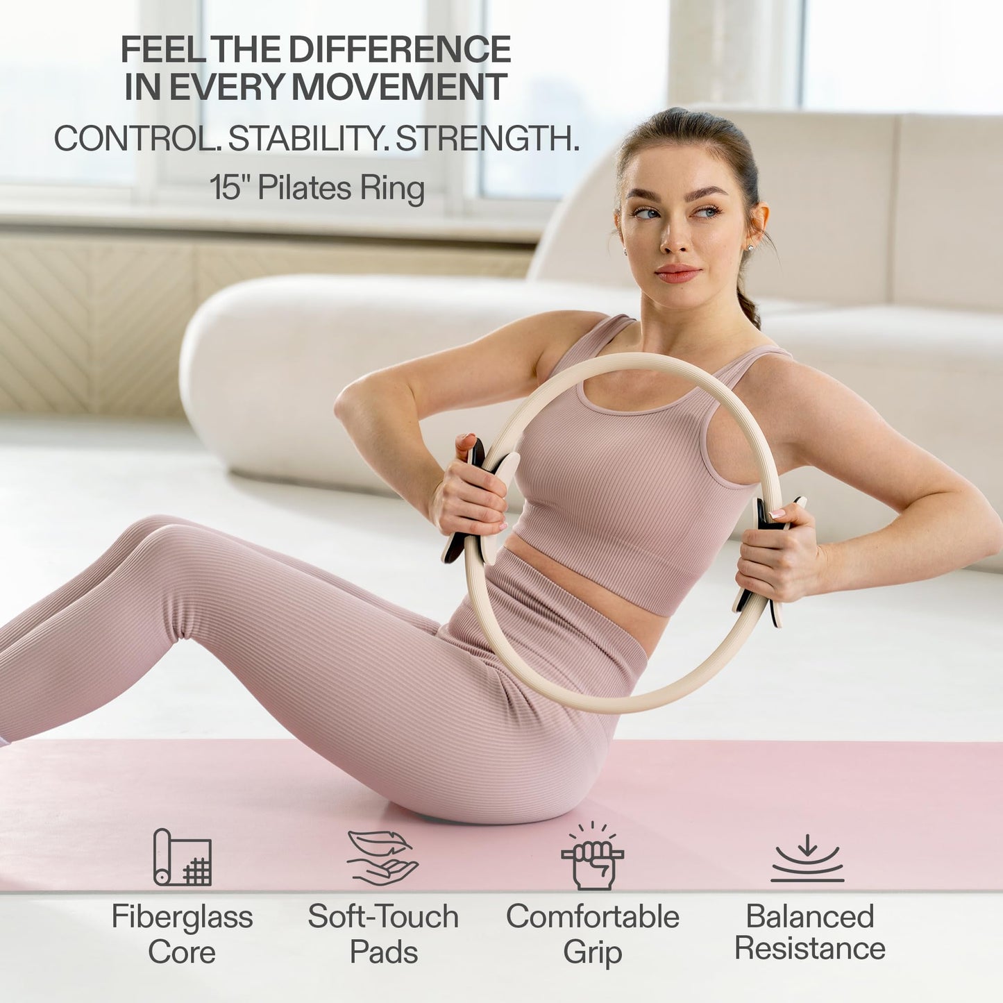 Vesstra Signature Pilates Set - Complete Pilates Kit with Ring, Ball, Wrist and Ankle Weights & Resistance Bands for Home or Studio Workouts