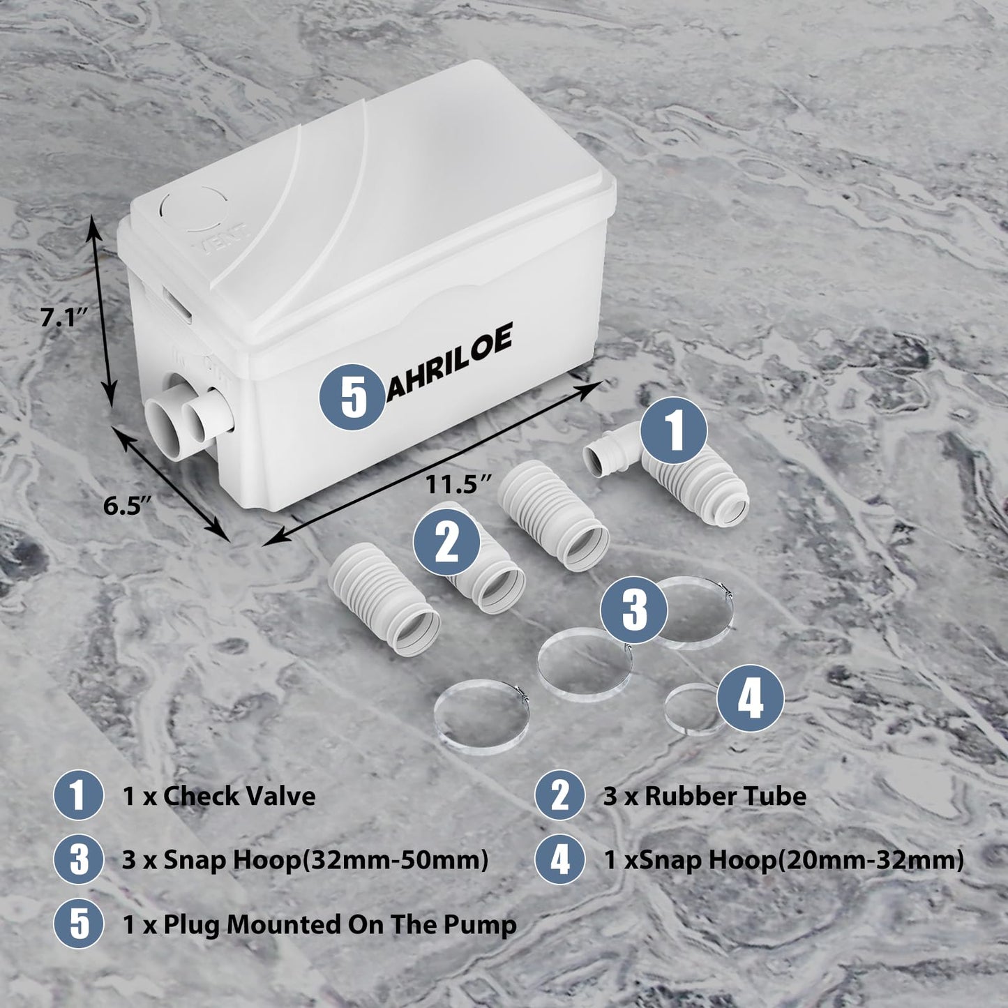450W Sink Pump with 3 Inlets/1 Outlets, Macerator Pump(Not for Toilet)