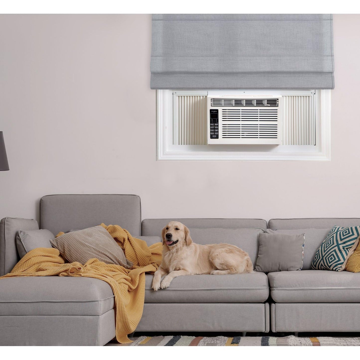 Whirlpool 8,000 BTU Window Air Conditioner with Dehumidifier, 115V, Window AC for Rooms up to 350 Sq. Ft., Living Room, Bedroom, or Apartment, with 3 Speeds, Remote Control, and 24H Timer, White