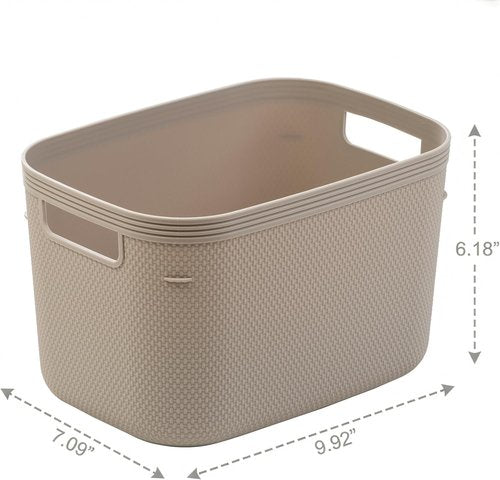 BINO Plastic Storage Bins - 5.5 Liter, 3 Pack in Taupe | Stylish Organization for Home & Pantry